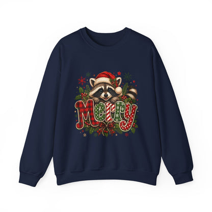 Christmas Raccoon "Merry" Sweatshirt — Cute Holiday Crewneck