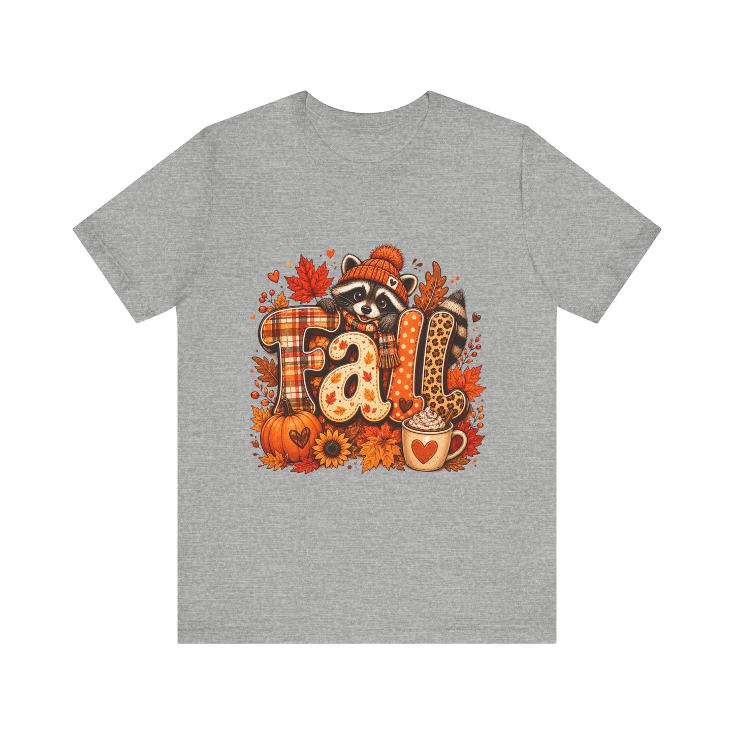 Fall Raccoon Autumn Leaves Tee | Pumpkin Plaid Coffee Mug Design