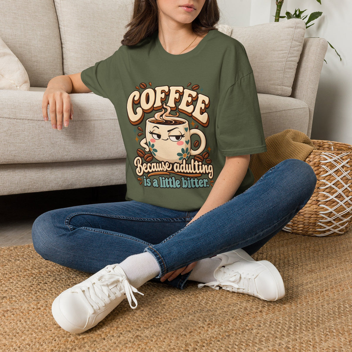 Coffee Because Adulting Is a Little Bitter Graphic T-Shirt