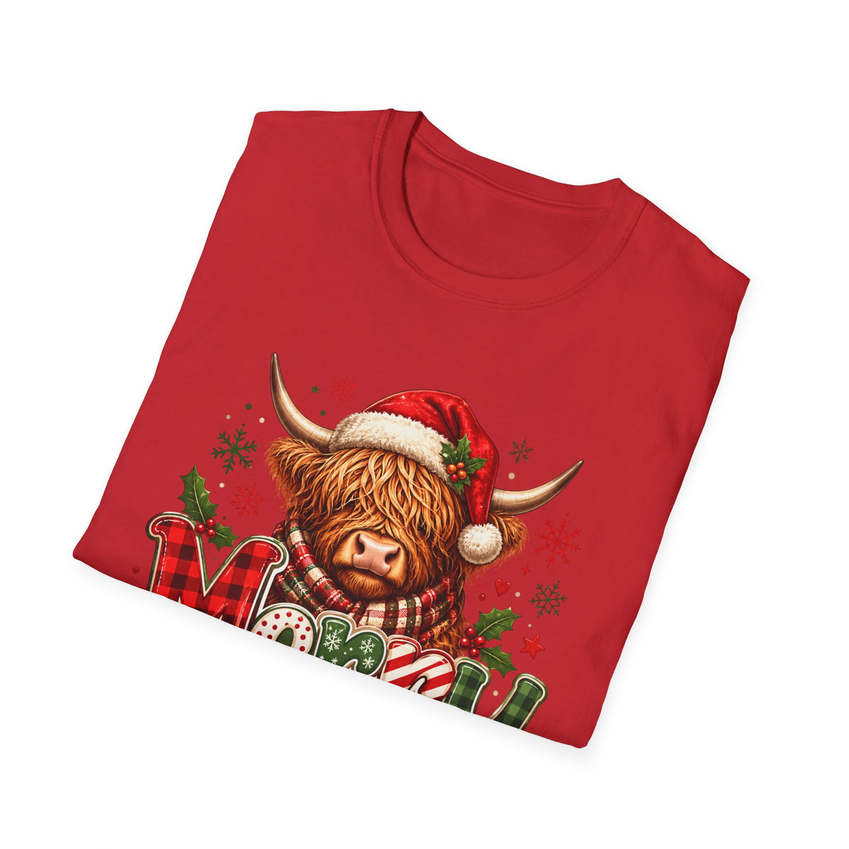 Merry Highland Cow Christmas Graphic T-Shirt