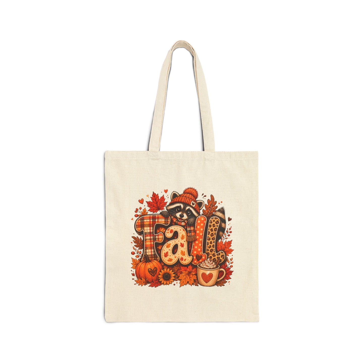 Raccoon 'Fall' Plaid Pumpkin Autumn Tote