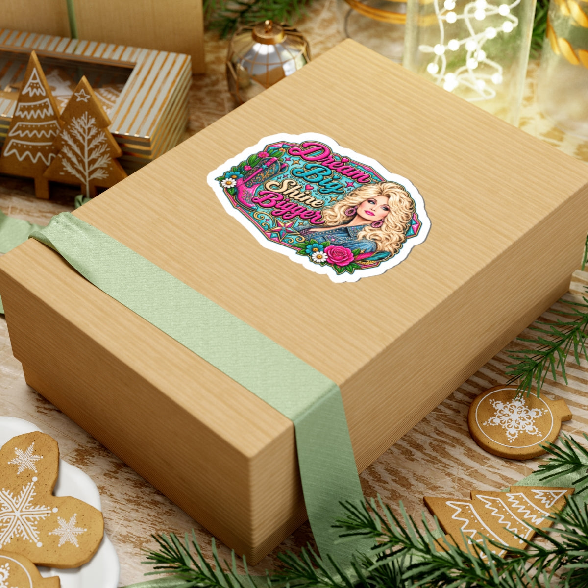 Dream Big Shine Bigger Sticker | Kiss-Cut Vinyl Dolly Icon