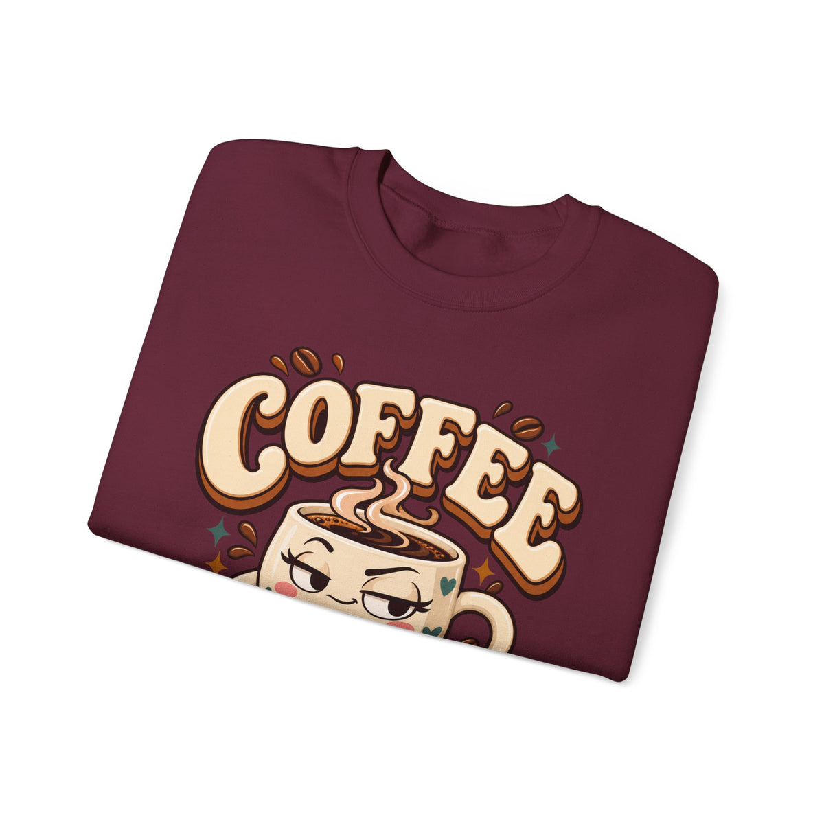 Coffee Crewneck Sweatshirt — “Coffee Because Adulting Is a Little Bitter” Cute Retro Graphic