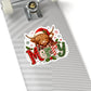 Merry Highland Cow Holiday Sticker — Festive Christmas Kiss-Cut Decal