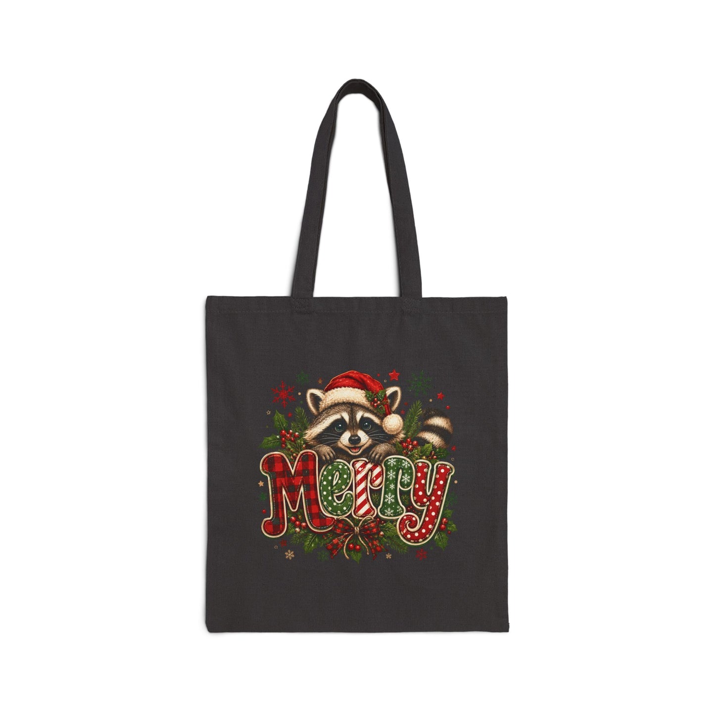 Tote Bag - Merry Raccoon Christmas Canvas Tote