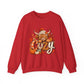 Cozy Highland Cow fall sweatshirt | pumpkin leaves autumn cozy design
