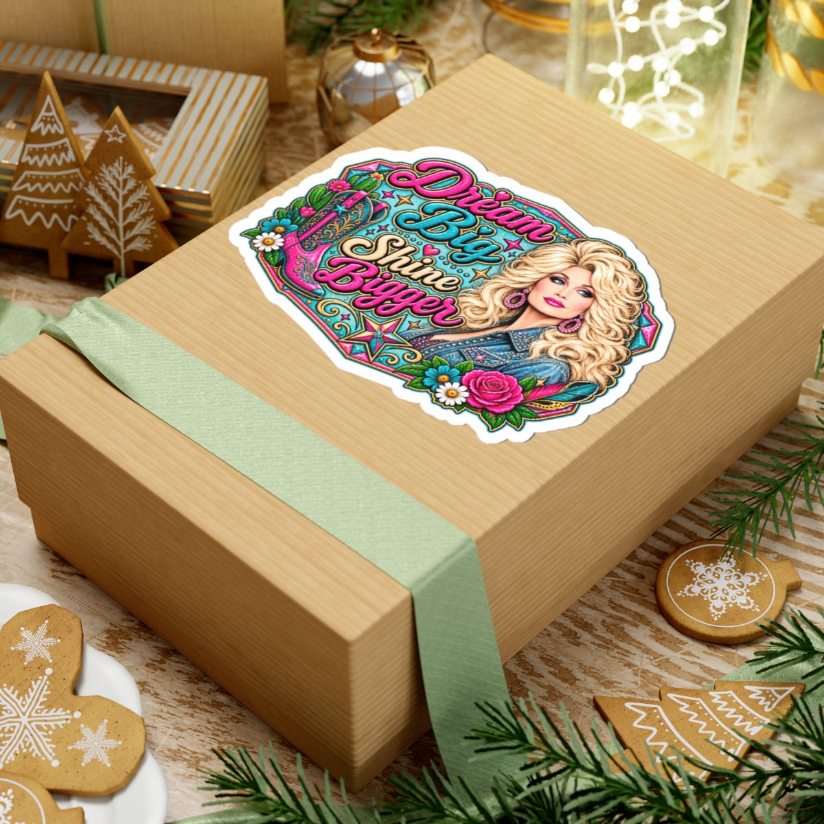 Dream Big Shine Bigger Sticker | Kiss-Cut Vinyl Dolly Icon
