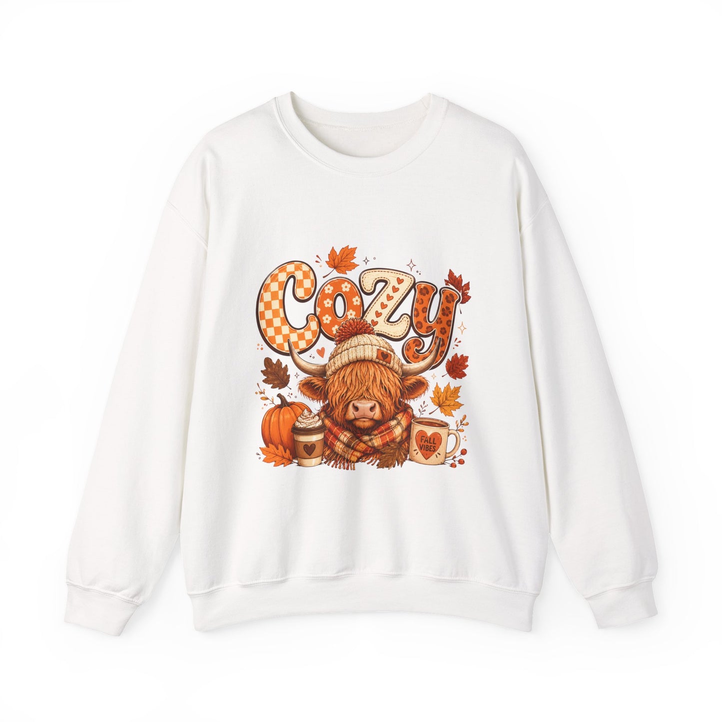 Cozy Autumn Bear illustration Sweatshirt | Fall Leaves, Pumpkin, Hot Cocoa