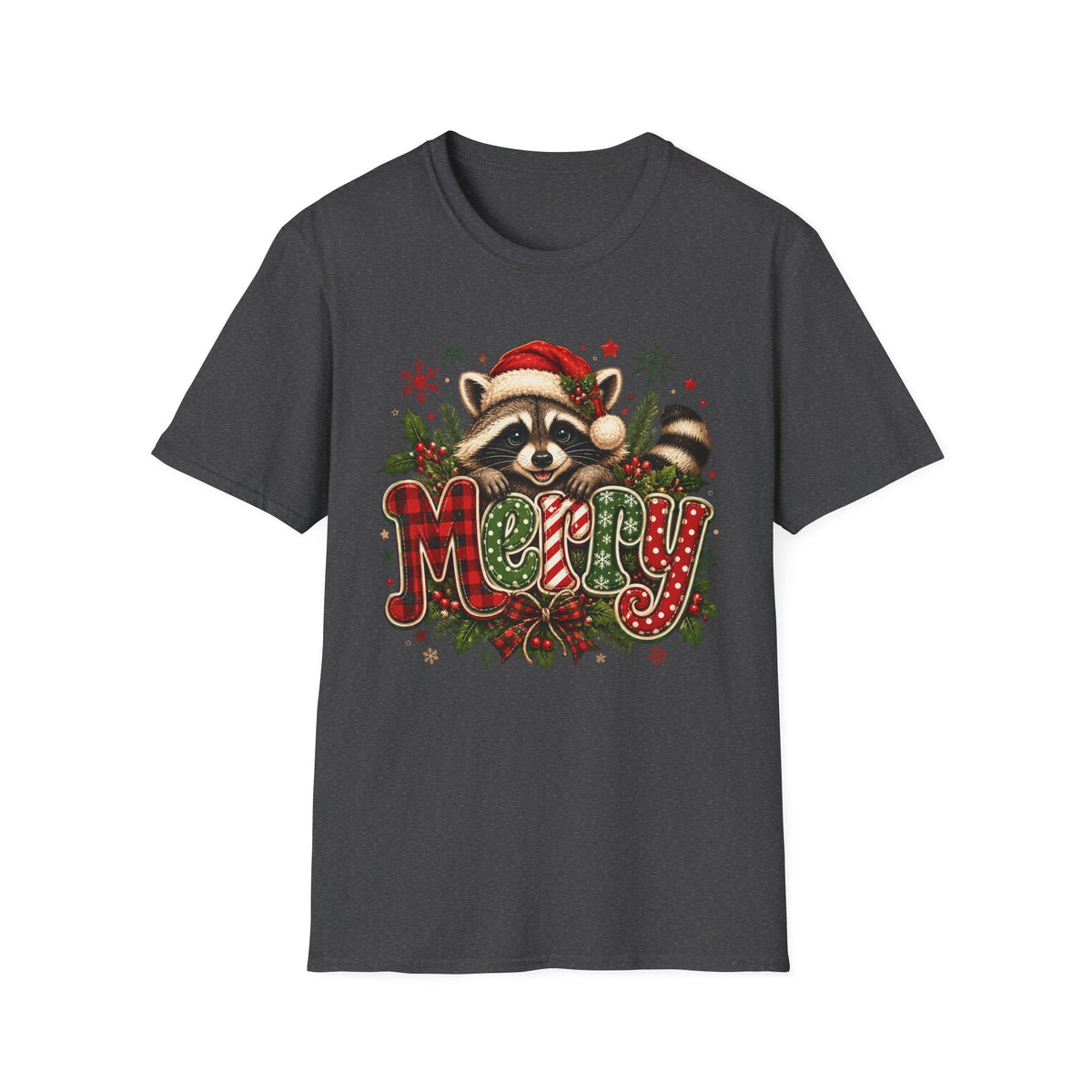 Merry Christmas Raccoon Graphic T-Shirt