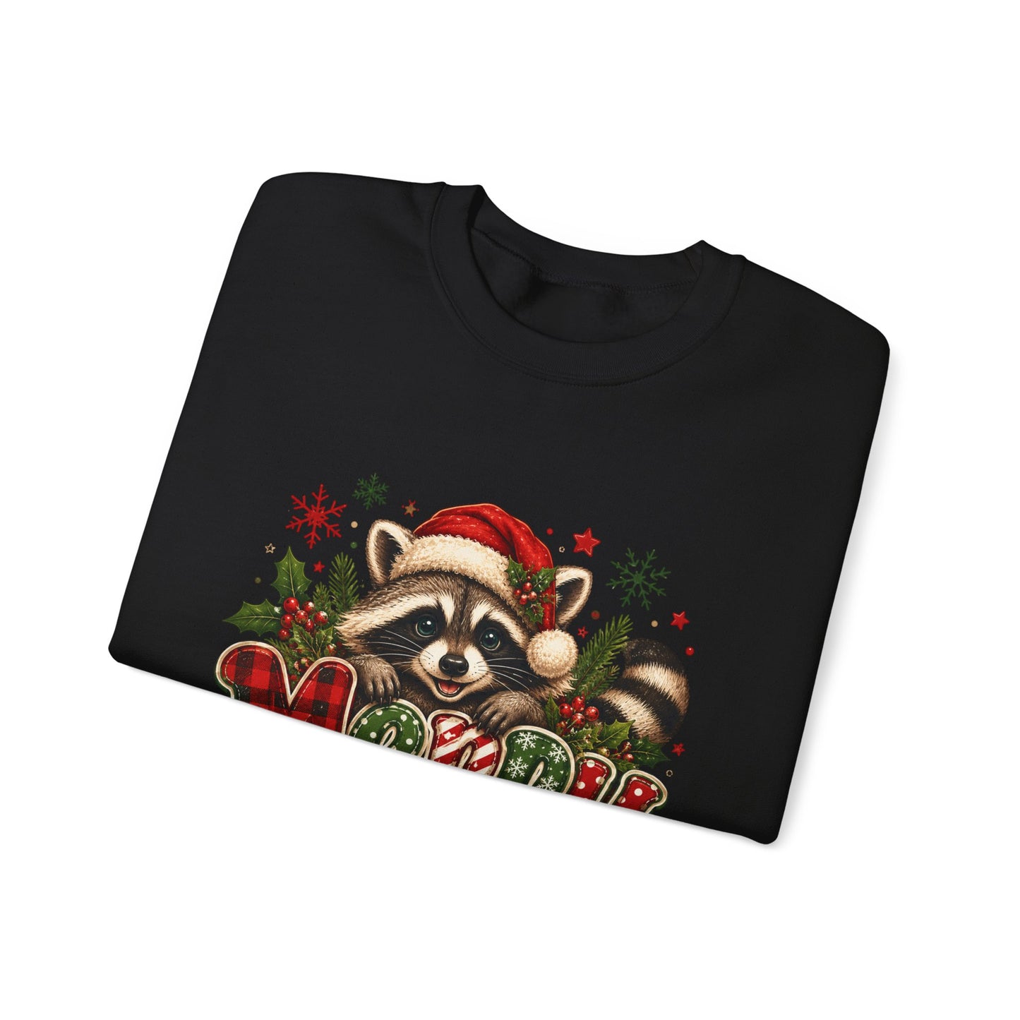 Christmas Raccoon "Merry" Sweatshirt — Cute Holiday Crewneck