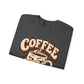 Coffee Crewneck Sweatshirt — “Coffee Because Adulting Is a Little Bitter” Cute Retro Graphic