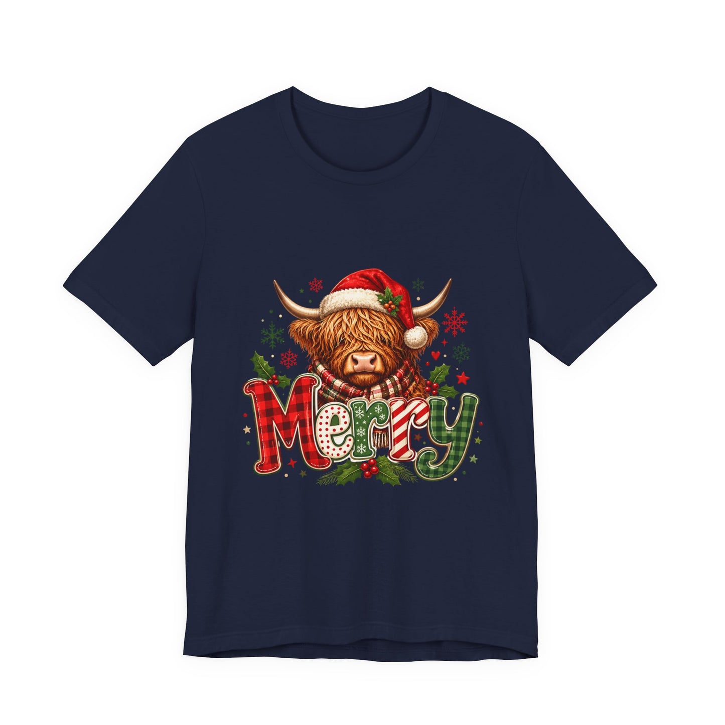 Merry Highland Cow Christmas Tee