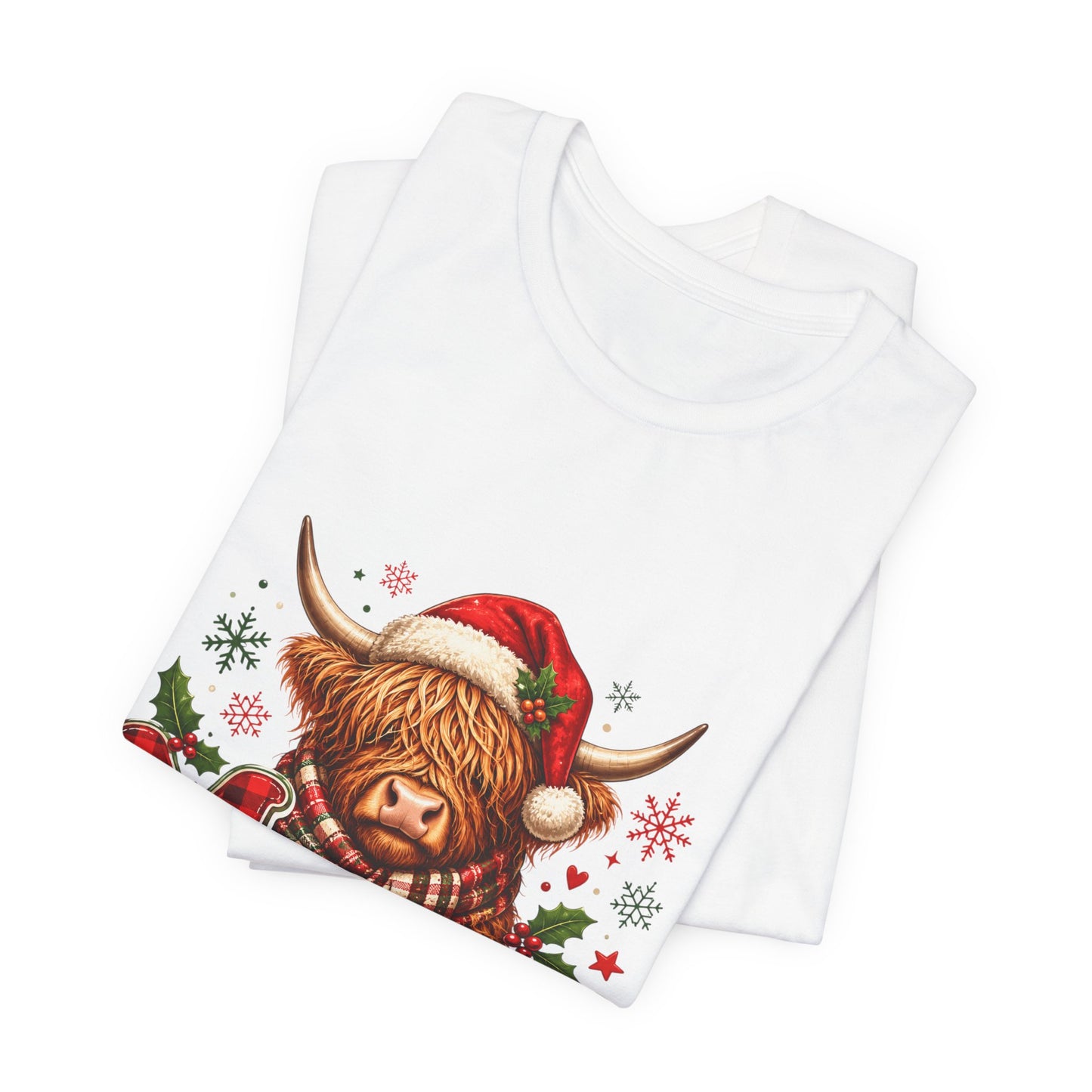 Merry Highland Cow Christmas Tee