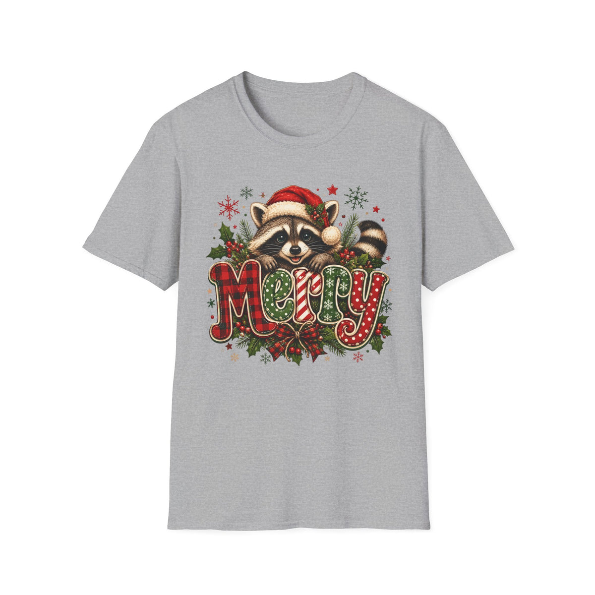 Merry Christmas Raccoon Graphic T-Shirt