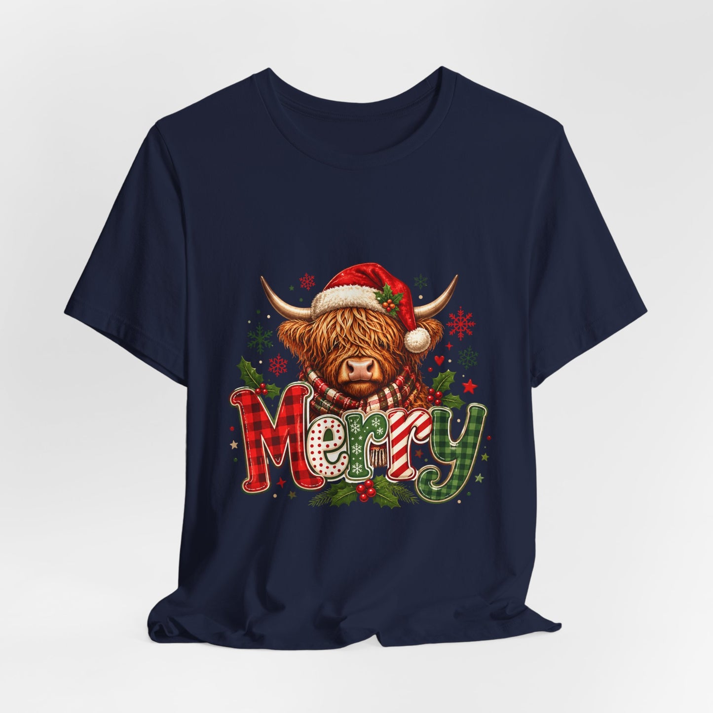 Merry Highland Cow Christmas Tee