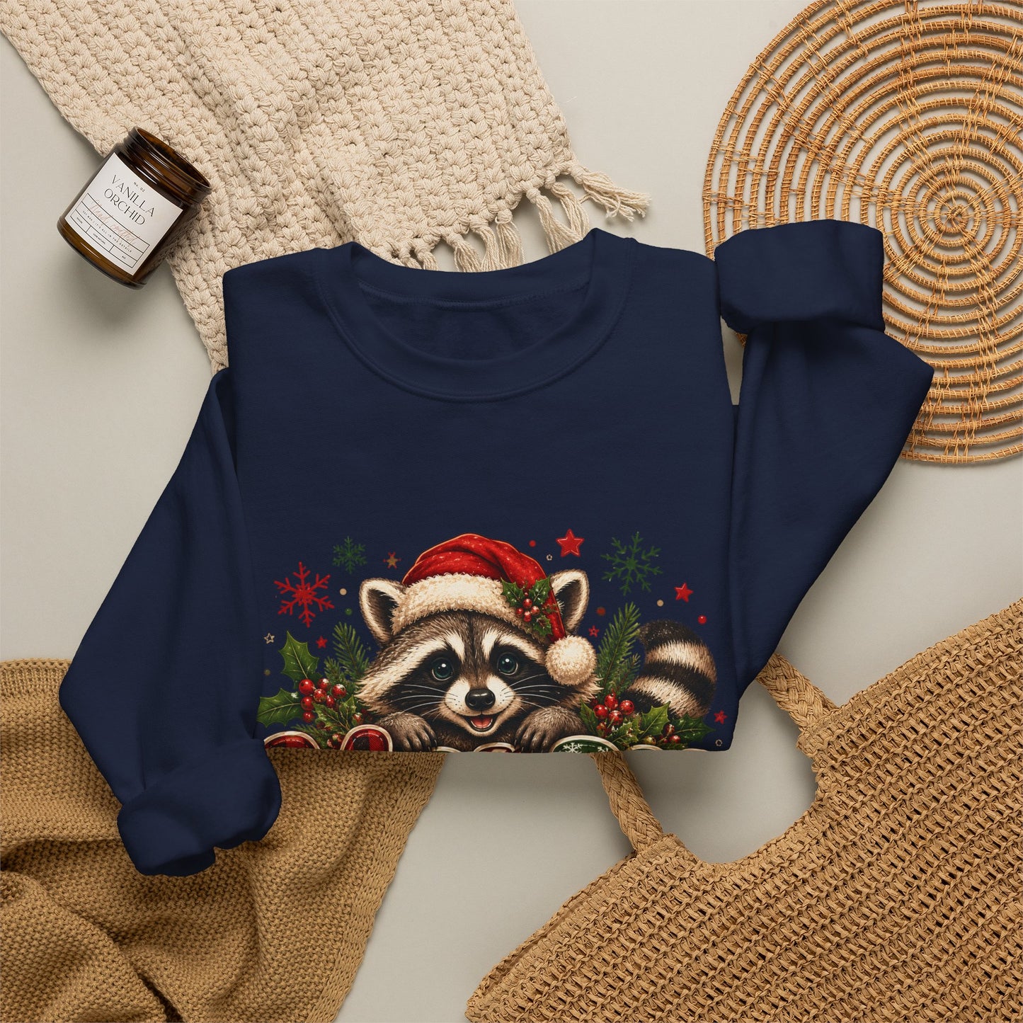 Christmas Raccoon "Merry" Sweatshirt — Cute Holiday Crewneck