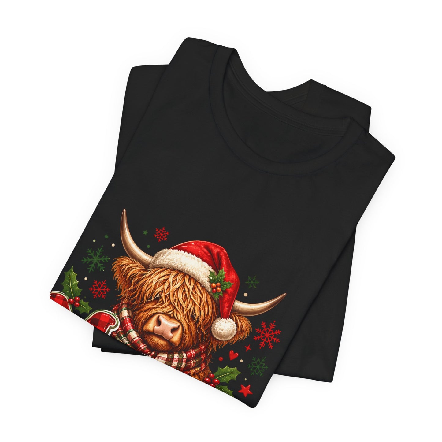 Merry Highland Cow Christmas Tee