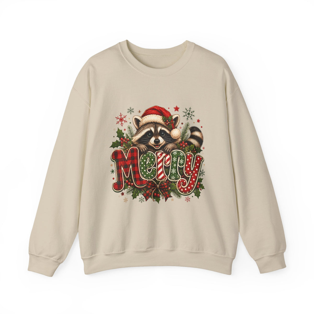 Crewneck-Christmas Raccoon "Merry"