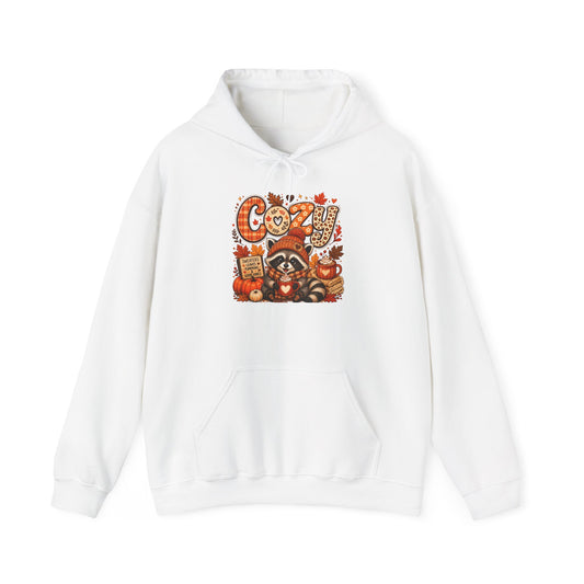Cozy Autumn Raccoon Hoodie | Fall Leaves Pumpkin Harvest