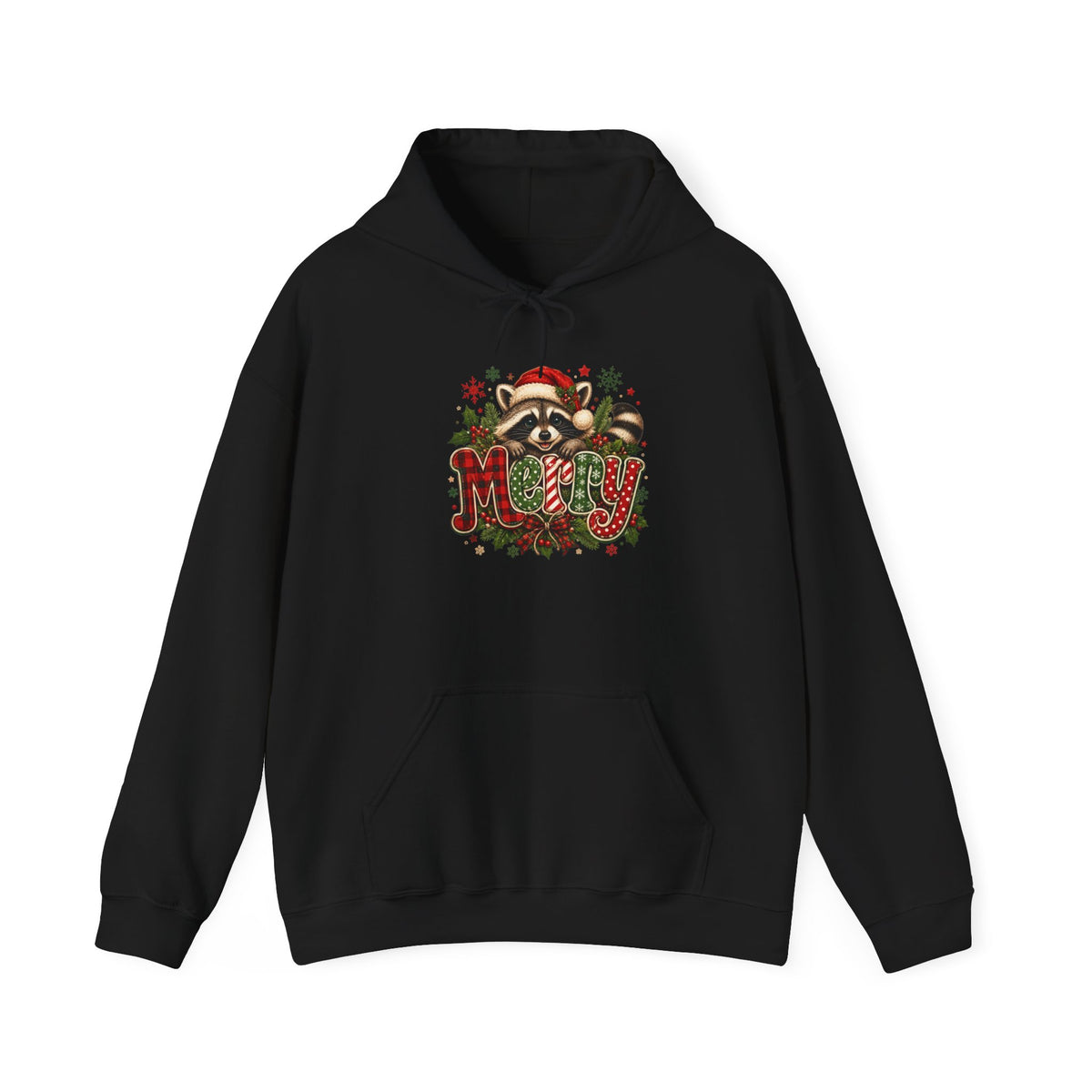 Merry Raccoon Christmas Hoodie – Cute Holiday Graphic Sweatshirt