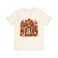 Highland Cow Fall Tee | Autumn Pumpkin Leaves, Sunflower Coffee Cup