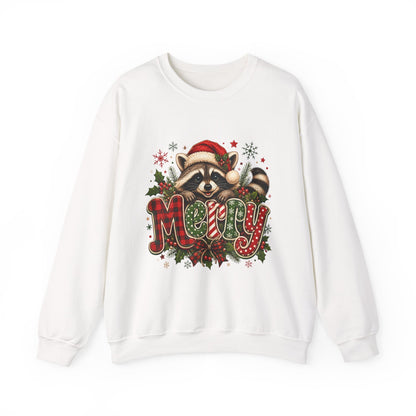 Christmas Raccoon "Merry" Crewneck Sweatshirt