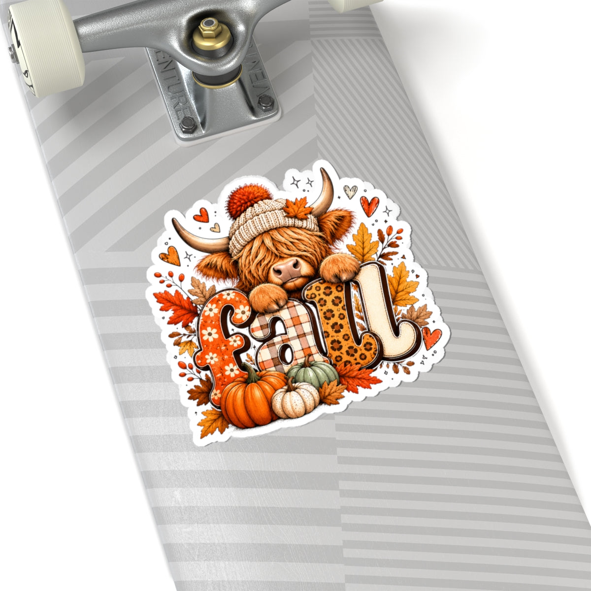 Autumn Highland Cow Fall Sticker | Kiss-Cut Fall Vinyl Sticker