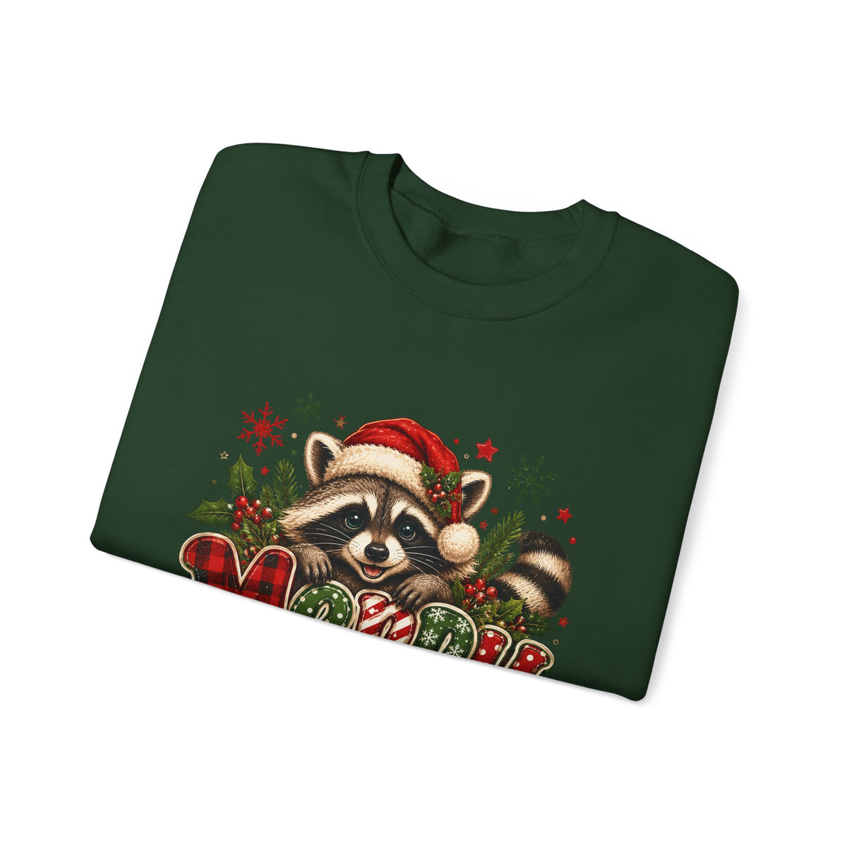 Crewneck-Christmas Raccoon "Merry"