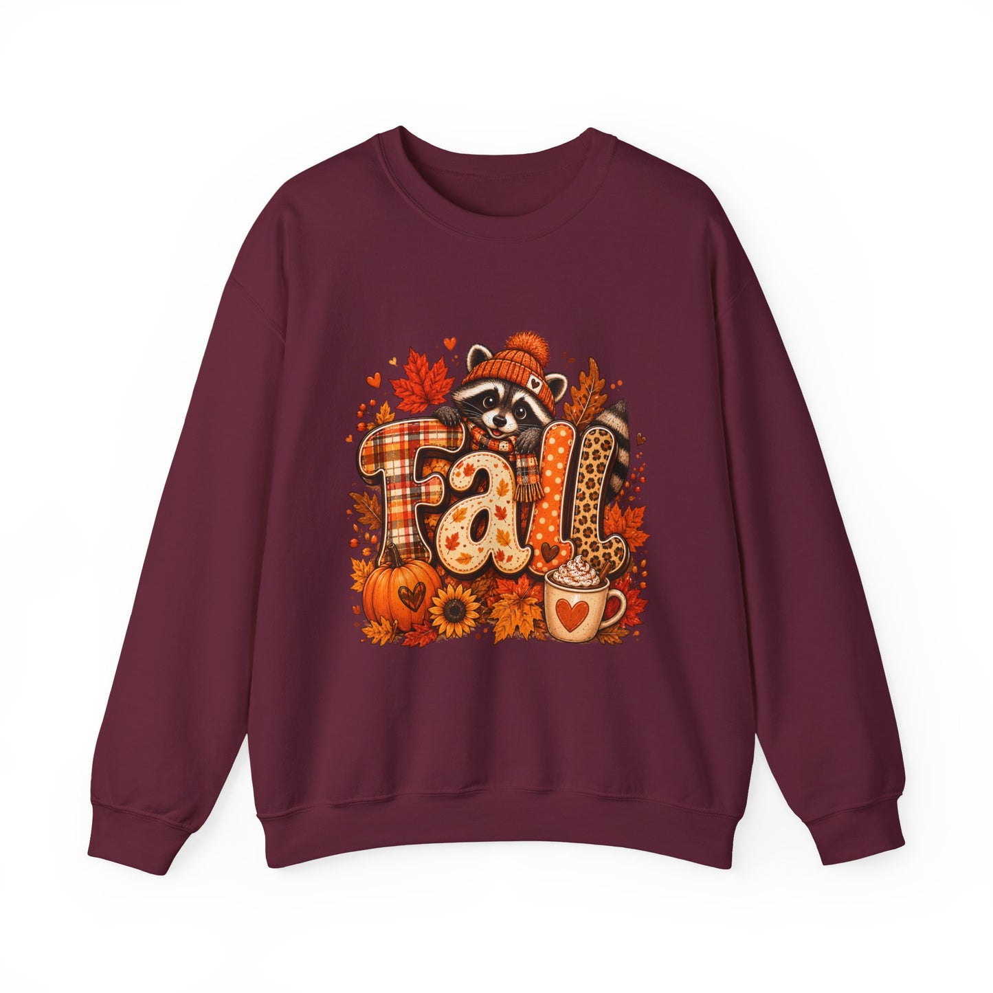 Fall Raccoon Plaid Pumpkin Sweatshirt | Autumn Leaves, Hot Cocoa