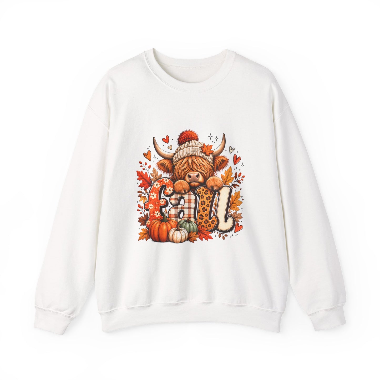 Autumn Highland Cow with Pumpkins Sweatshirt | Fall Cozy Farmhouse