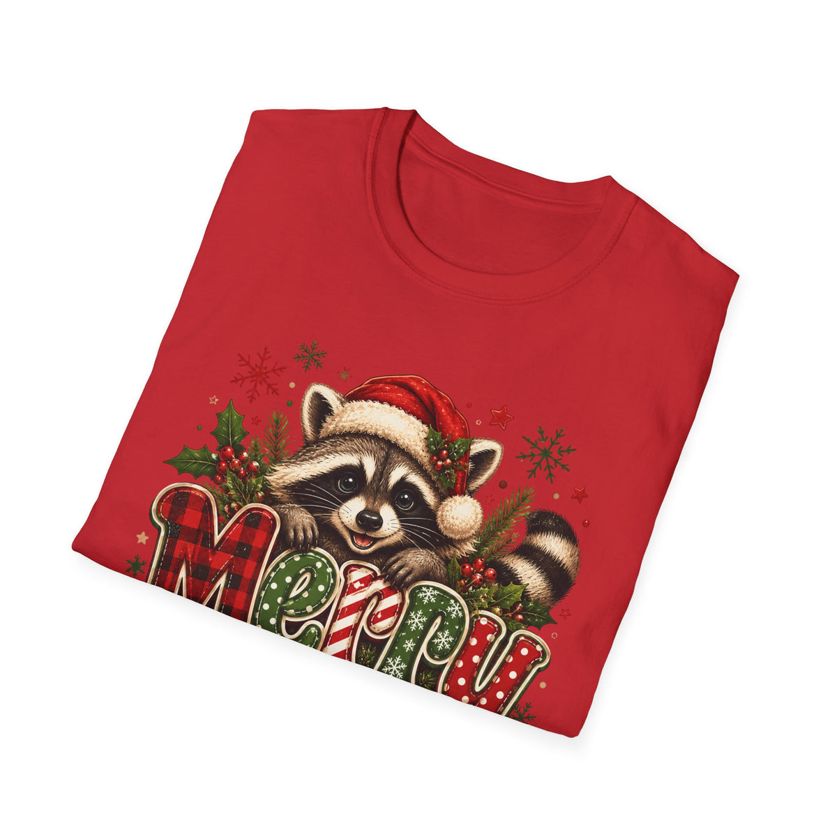 Merry Christmas Raccoon Graphic T-Shirt