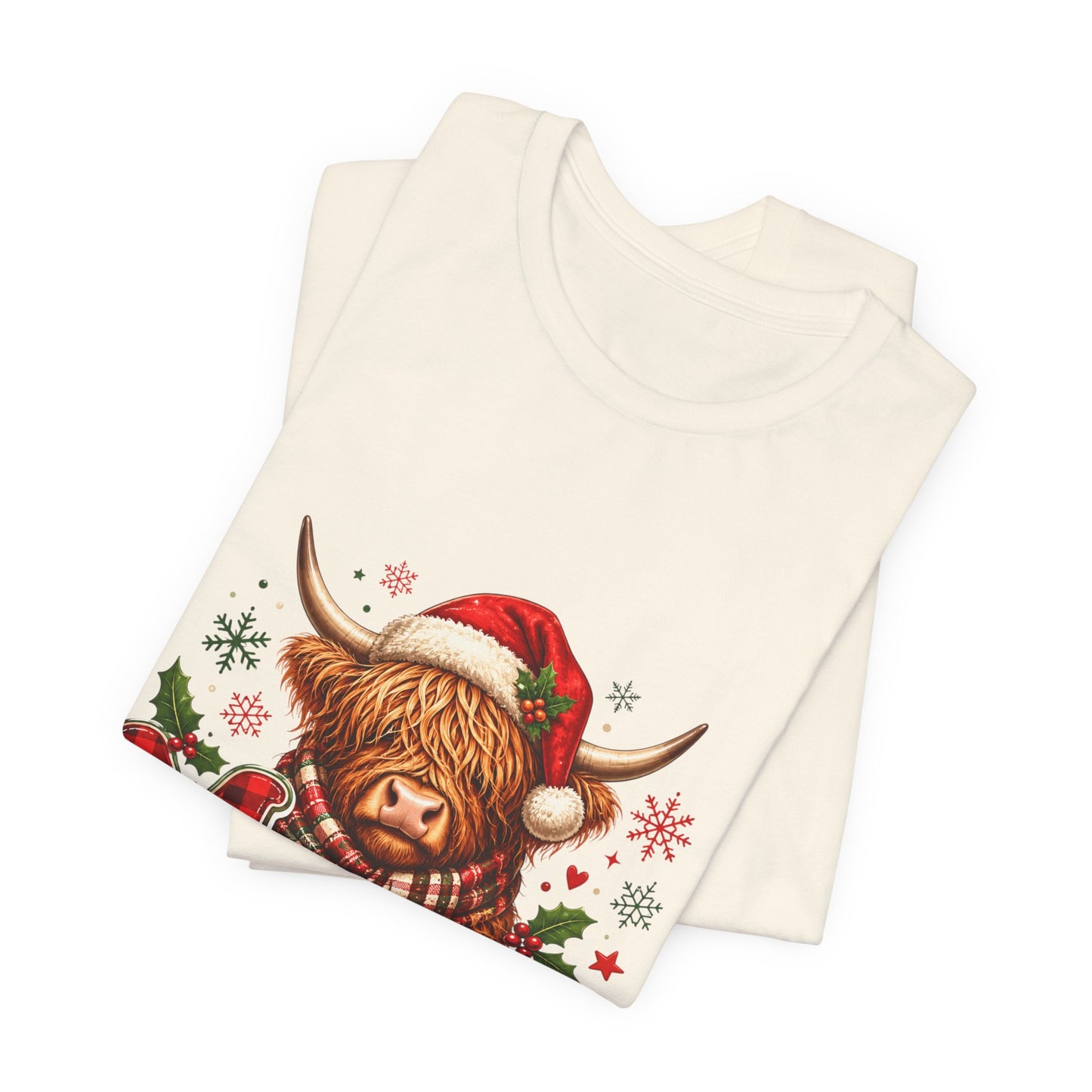 Merry Highland Cow Christmas Tee