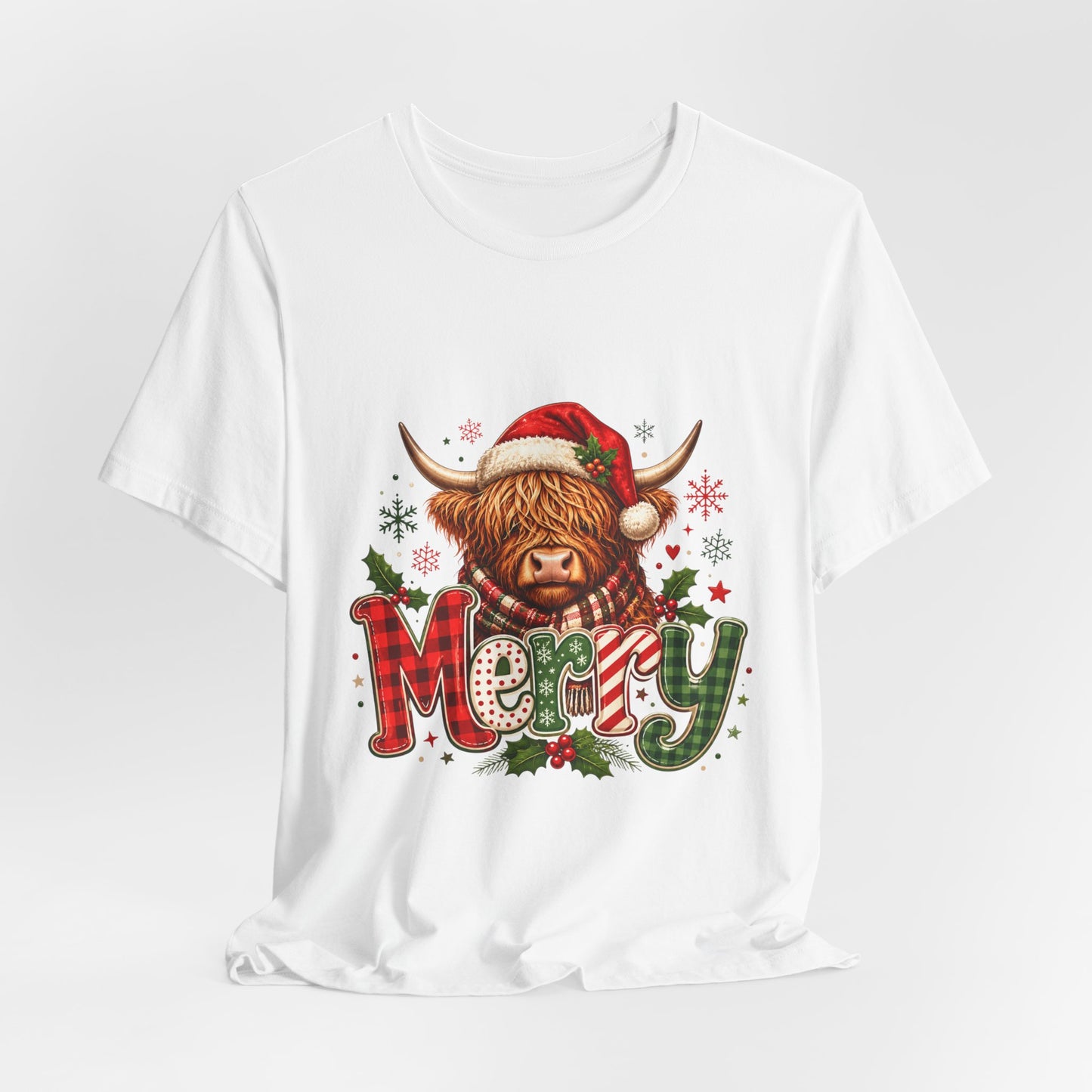 Merry Highland Cow Christmas Tee