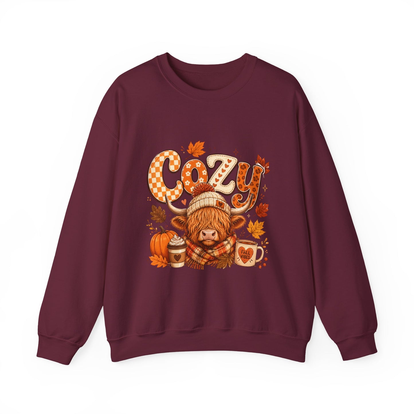Cozy Autumn Bear illustration Sweatshirt | Fall Leaves, Pumpkin, Hot Cocoa