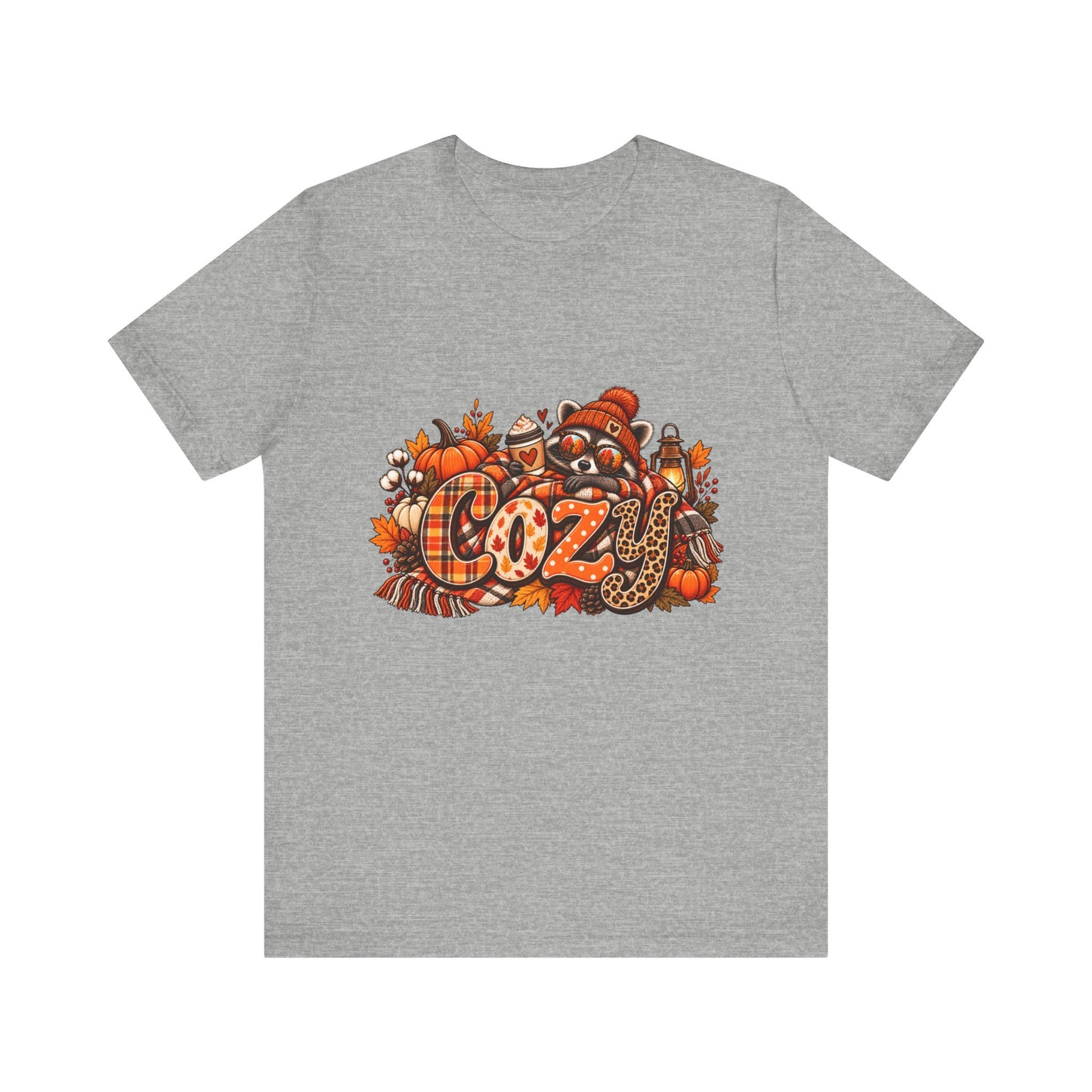 Cozy Fall Pumpkin Racoon Tee | Autumn Leaves, Plaid, Hot Cocoa