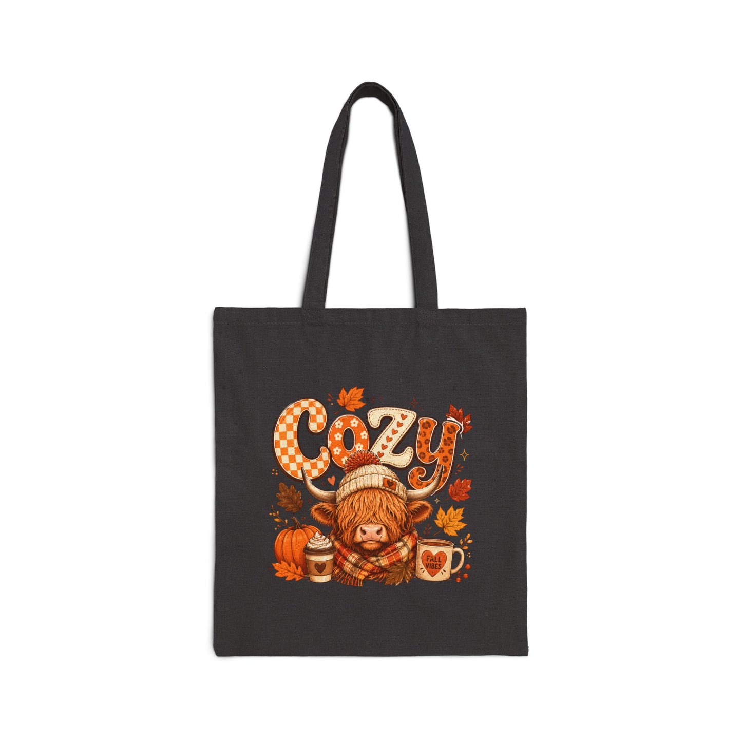 Cozy Fall Bear Tote Bag | Autumn Leaves Pumpkin Coffee