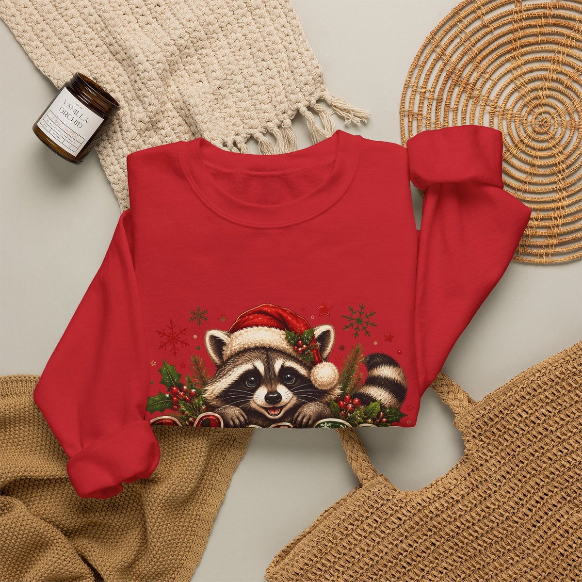 Crewneck-Christmas Raccoon "Merry"