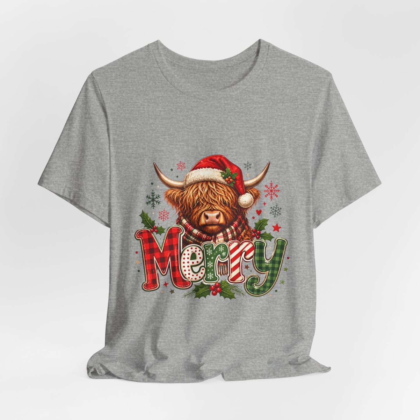 Merry Highland Cow Christmas Tee