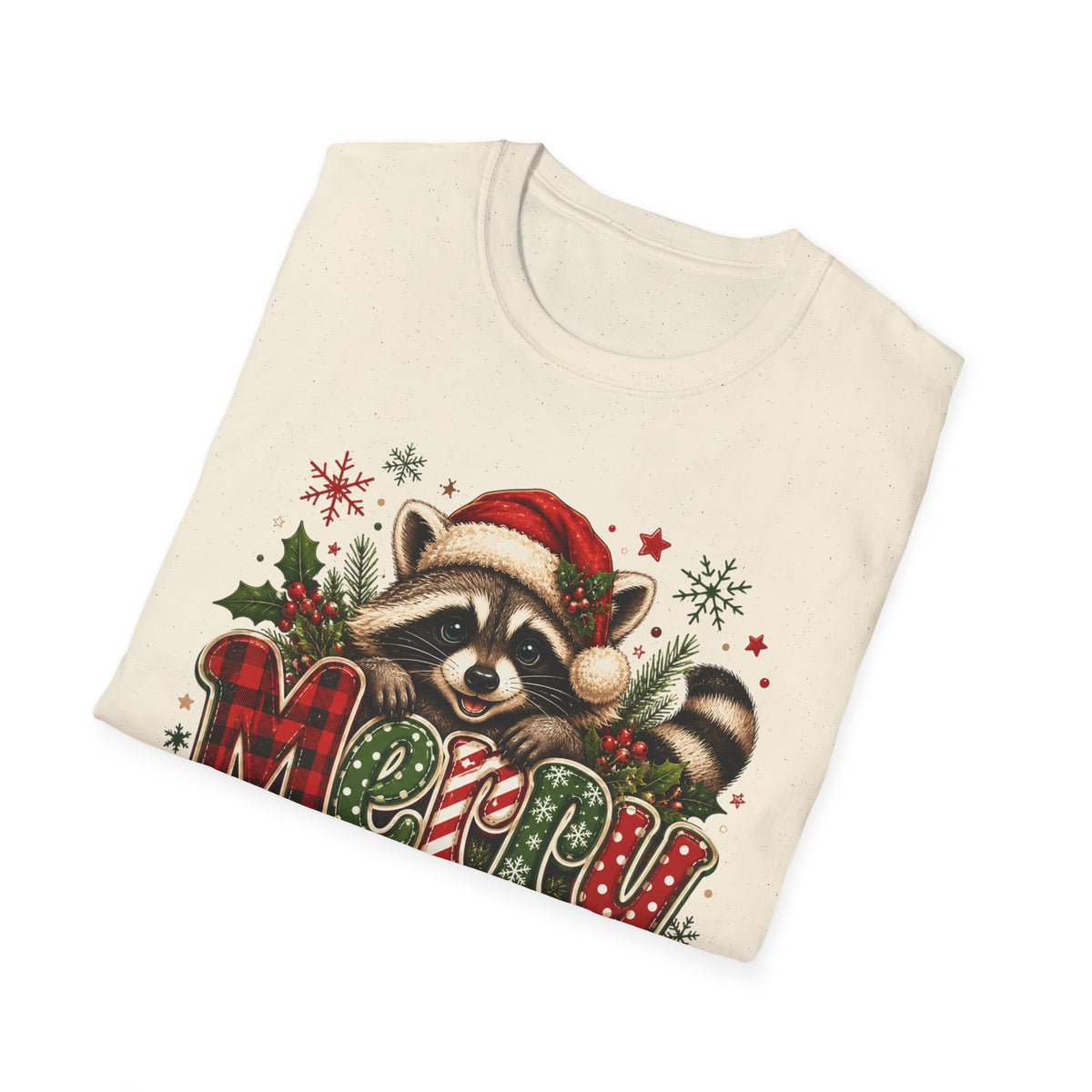 Merry Christmas Raccoon Graphic T-Shirt