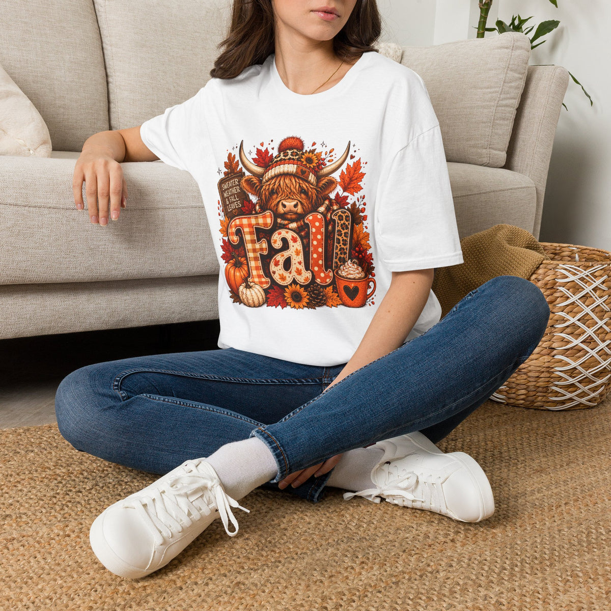 Fall Highland Cow Graphic T-Shirt
