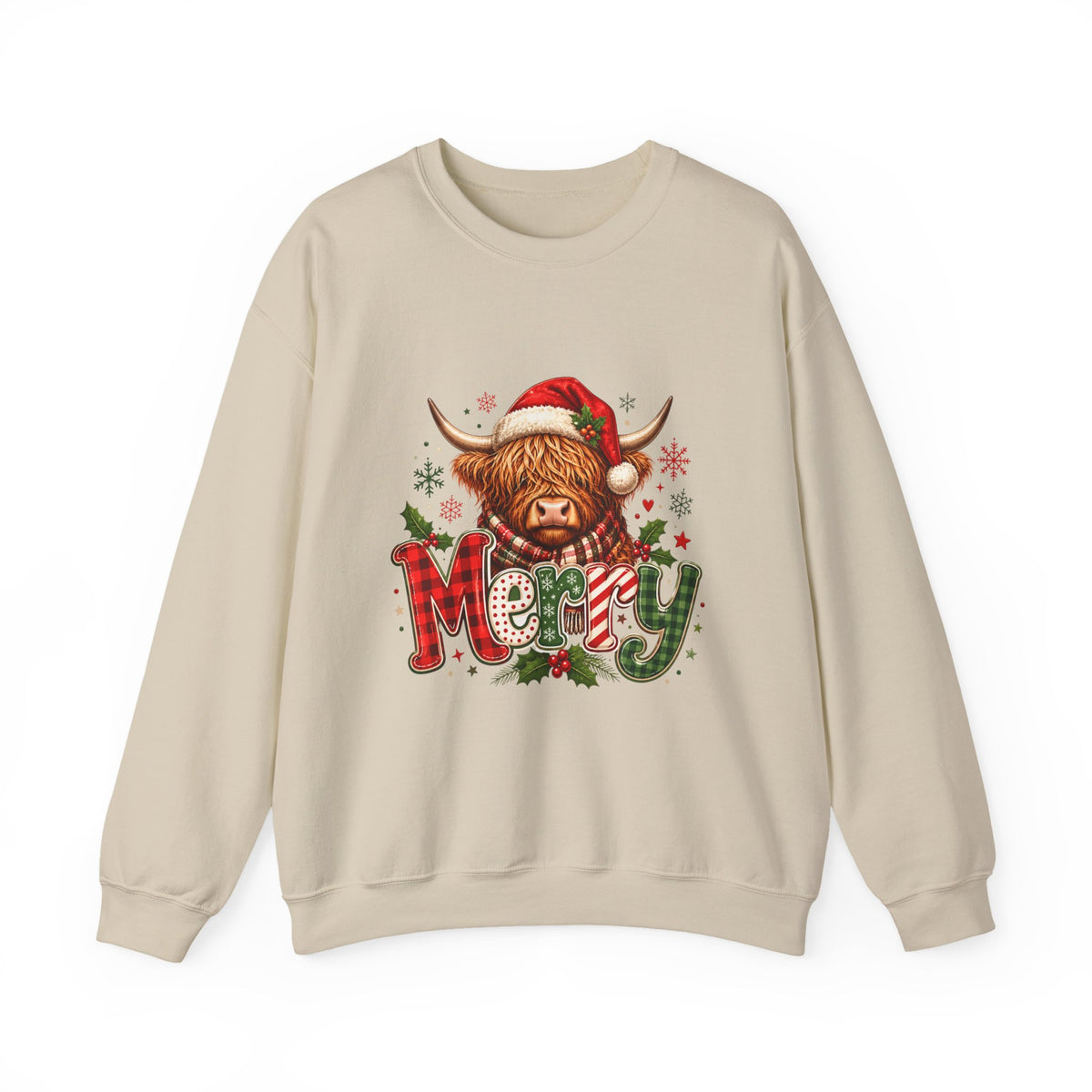 Crewneck- Christmas Highland Cow 'Merry'