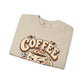 Coffee Crewneck Sweatshirt — “Coffee Because Adulting Is a Little Bitter” Cute Retro Graphic