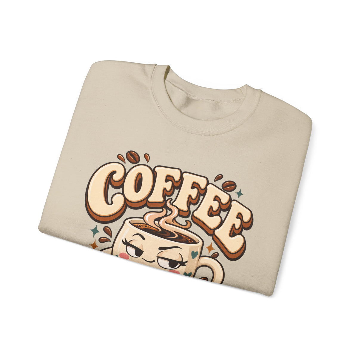 Coffee Crewneck Sweatshirt — “Coffee Because Adulting Is a Little Bitter” Cute Retro Graphic