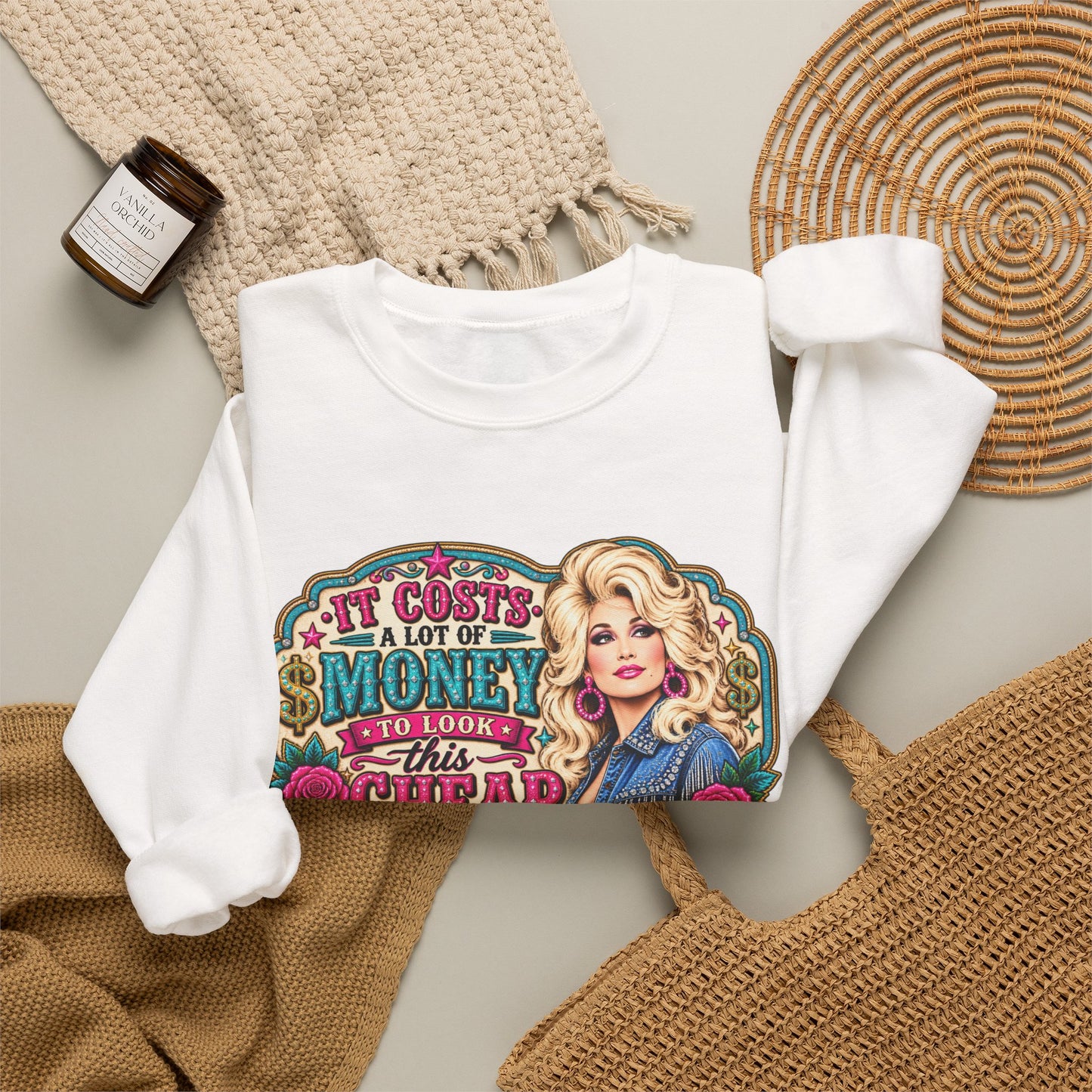 Dolly-Inspired 'It Costs a Lot of Money to Look This Cheap' Crewneck Sweatshirt