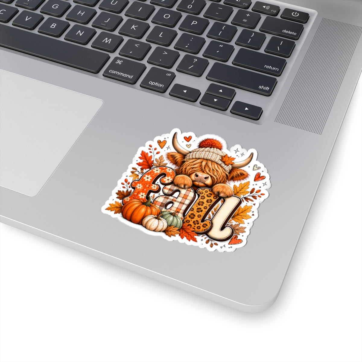 Autumn Highland Cow Fall Sticker | Kiss-Cut Fall Vinyl Sticker