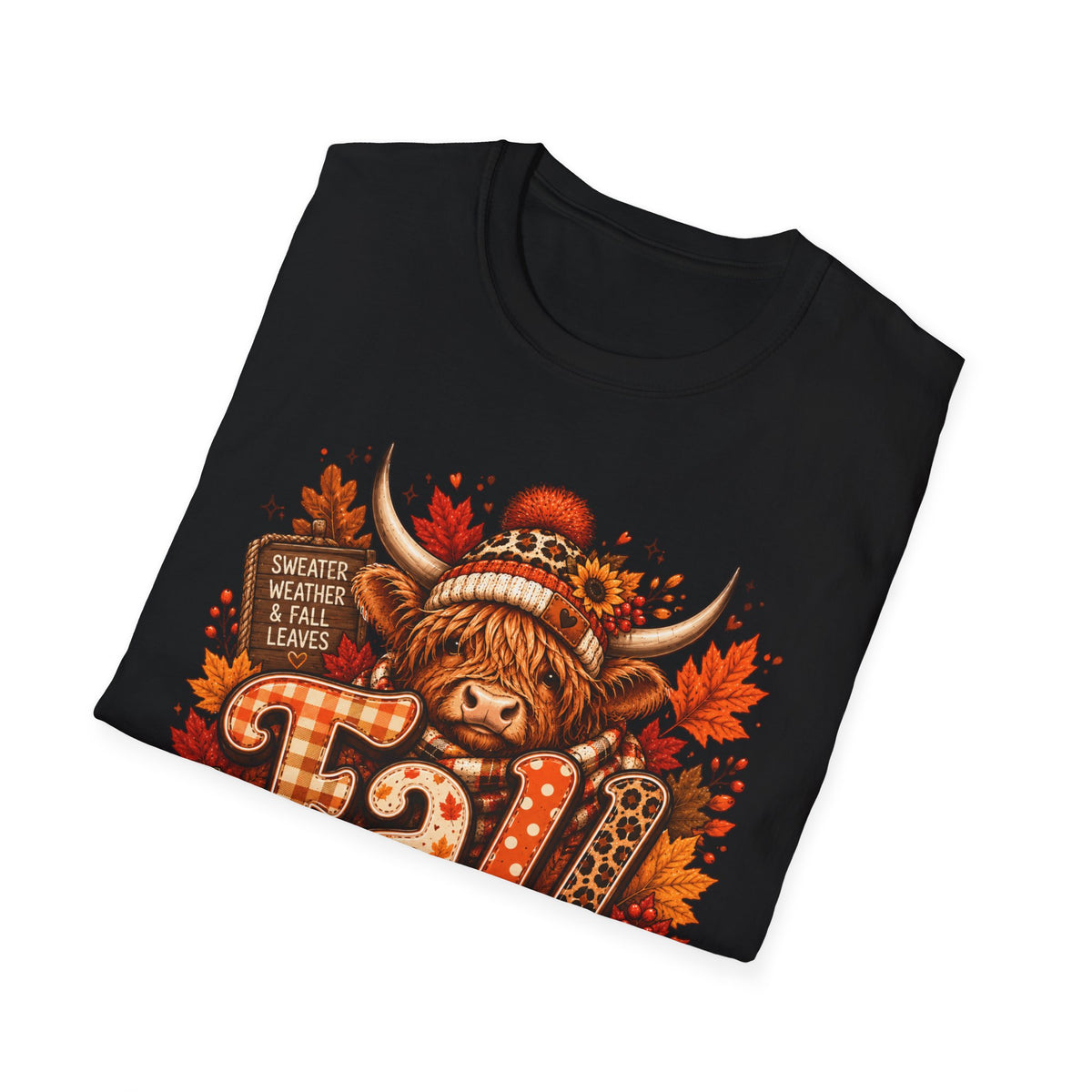 Fall Highland Cow Graphic T-Shirt
