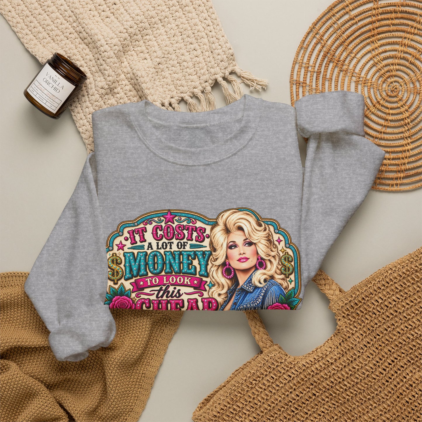 Dolly-Inspired 'It Costs a Lot of Money to Look This Cheap' Crewneck Sweatshirt
