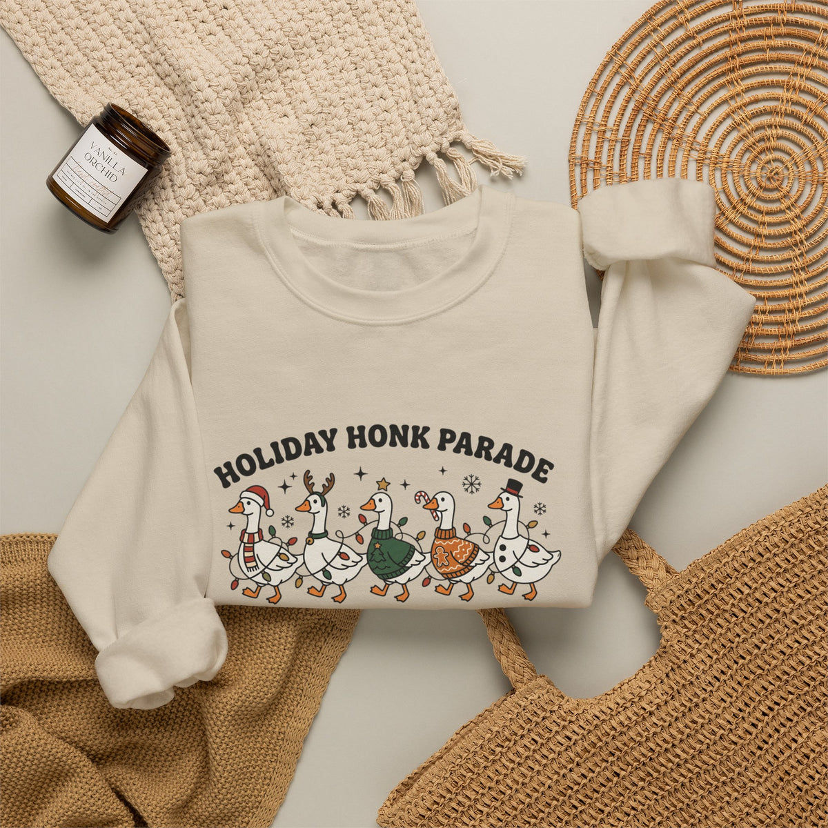 Holiday Goose Parade Sweatshirt, Festive Goose Crewneck