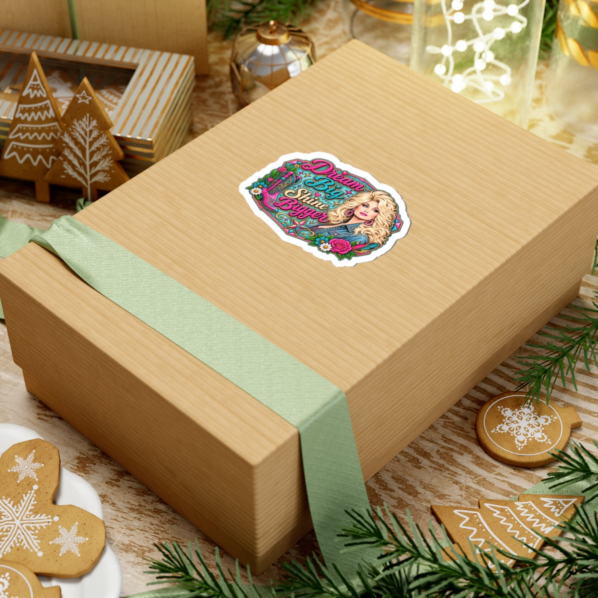 Dream Big Shine Bigger Sticker | Kiss-Cut Vinyl Dolly Icon