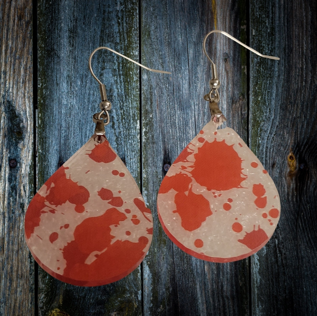 Blood splatter dangle earrings